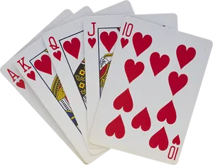 Royal Flush Hearts Playing Cards PNG Image
