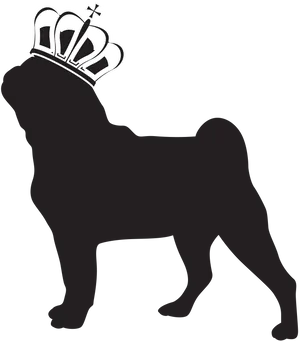 Royal Pug Silhouettewith Crown PNG Image