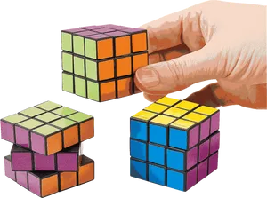 Rubiks Cube Collection Hand Picking One PNG Image