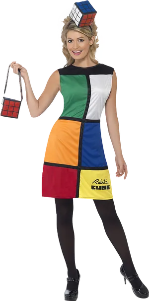 Rubiks Cube Costume Dress Woman PNG Image