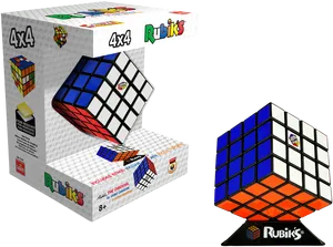 Rubiks Cube4x4 Packagingand Stand PNG Image