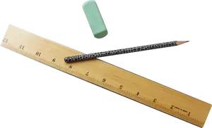 Ruler Pencil Eraser Black Background PNG Image