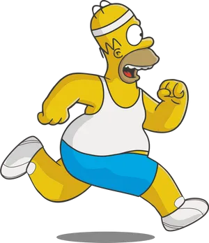 Running Homer Simpson PNG Image