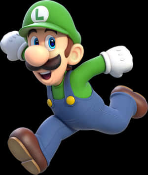 Running Luigi Character Art PNG image with transparent background