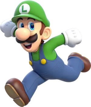 Running Luigi Character Art PNG Image