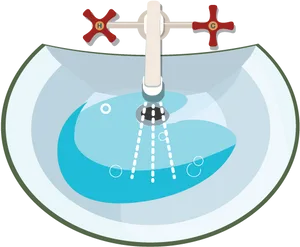 Running Water Tap Over Basin PNG Image