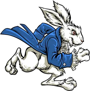 Running White Rabbit Illustration PNG Image