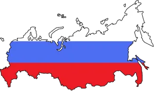 Russia Flag Map Outline PNG Image