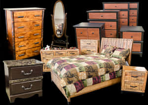 Rustic Bedroom Furniture Collection PNG image with transparent background