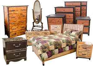 Rustic Bedroom Furniture Collection PNG Image