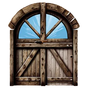 Rustic Closed Door Illustration Png Pcs PNG Image