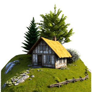 Rustic Cottage on a Hill PNG tim65 PNG