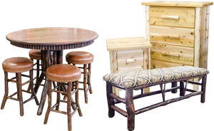 Rustic Furniture Collection PNG Image
