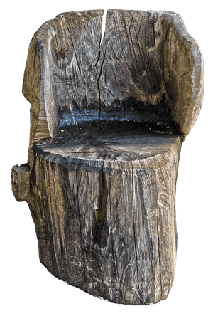 Rustic Log Chair Carving PNG image with transparent background