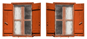 Rustic Red Wooden Shuttersand Window PNG image with transparent background