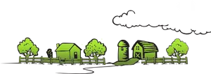 Rustic Village Nighttime Silhouette PNG Image