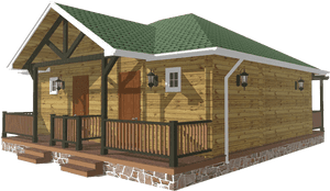 Rustic Wooden Cabin Exterior PNG image with transparent background
