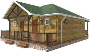 Rustic Wooden Cabin Exterior PNG Image