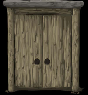 Rustic Wooden Door Cartoon PNG image with transparent background