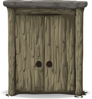 Rustic Wooden Door Cartoon PNG Image