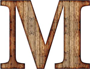 Rustic Wooden Letter M PNG Image