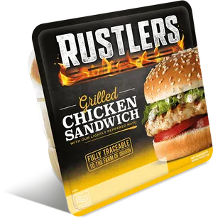 Rustlers Grilled Chicken Sandwich Packaging PNG Image