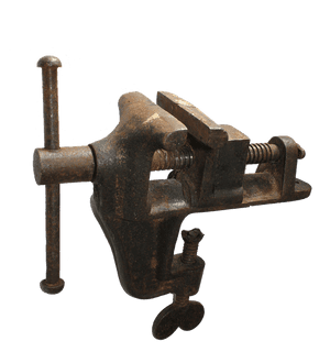 Rusty Bench Vise Tool PNG image with transparent background