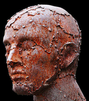 Rusty Metallic Sculpture Head PNG image with transparent background