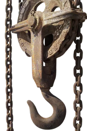 Rusty Pulley Hookand Chain PNG Image