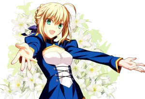 Saber Among Lilies PNG Image