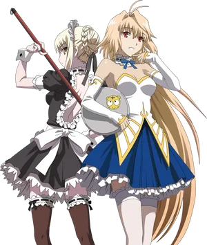 Saberand Maid Anime Characters PNG Image