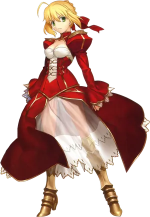 Saberin Red Battle Dress PNG Image