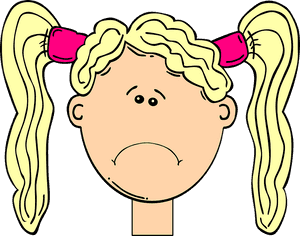 Student, Kid, Girl, Child, Hair, Blonde, Sad, Pigtails - Face Girl Clipart Black And White, HD Png Download PNG image with transparent background