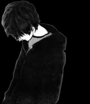 Sad Boy Black Only Me Anime Boy - Depressed Sad Anime Boy, HD Png Download PNG image with transparent background