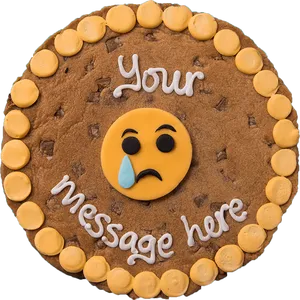 Sad Emoji Cookie Cake PNG Image