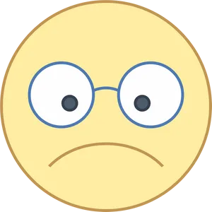 Sad Face Emojiwith Glasses PNG Image