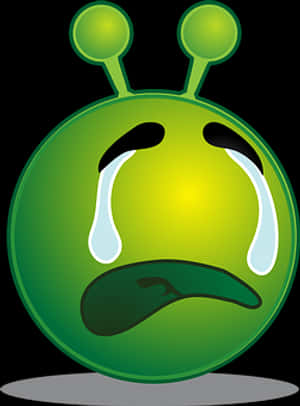 Sad Green Alien Cartoon PNG image with transparent background