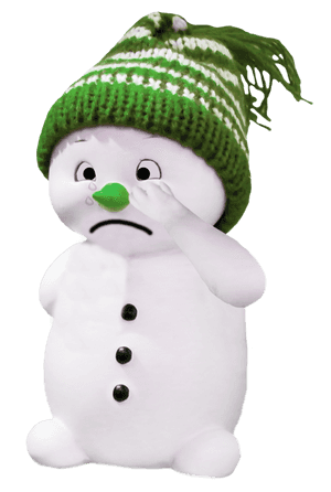 Sad Snowmanwith Green Hat PNG image with transparent background
