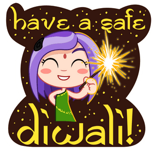 Safe Diwali Celebration Cartoon PNG image with transparent background