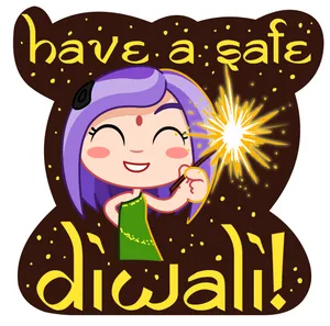 Safe Diwali Celebration Cartoon PNG Image