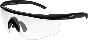 Safety Goggles Black Frame Clear Lens PNG Image