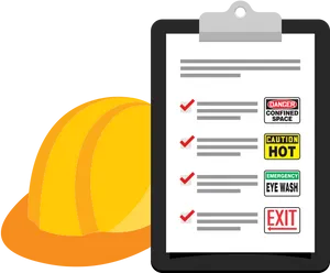 Safety Helmetand Checklist Vector PNG Image