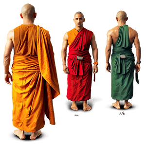 Saffron Monk Gown PNG 06262024 PNG with transparent background