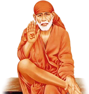 Sai Baba Blessing Pose PNG Image