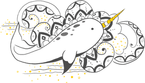 Sailing Narwhal Pastel Ocean - Cartoon PNG image with transparent background