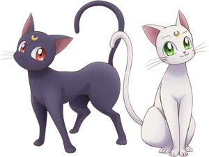 Sailor Moon Cats Lunaand Artemis PNG Image