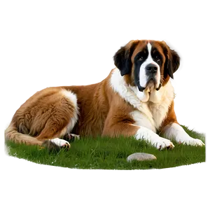 Saint Bernard Lying In Grass Png 66 PNG Image