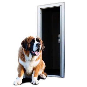 Saint Bernard Waiting At Door Png Itn PNG Image