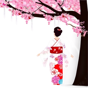 Sakura Tree In Traditional Kimono Setting Png Yjt PNG Image