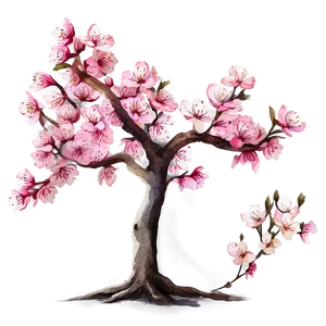 Sakura Tree In Watercolor Style Png Yev24 PNG Image